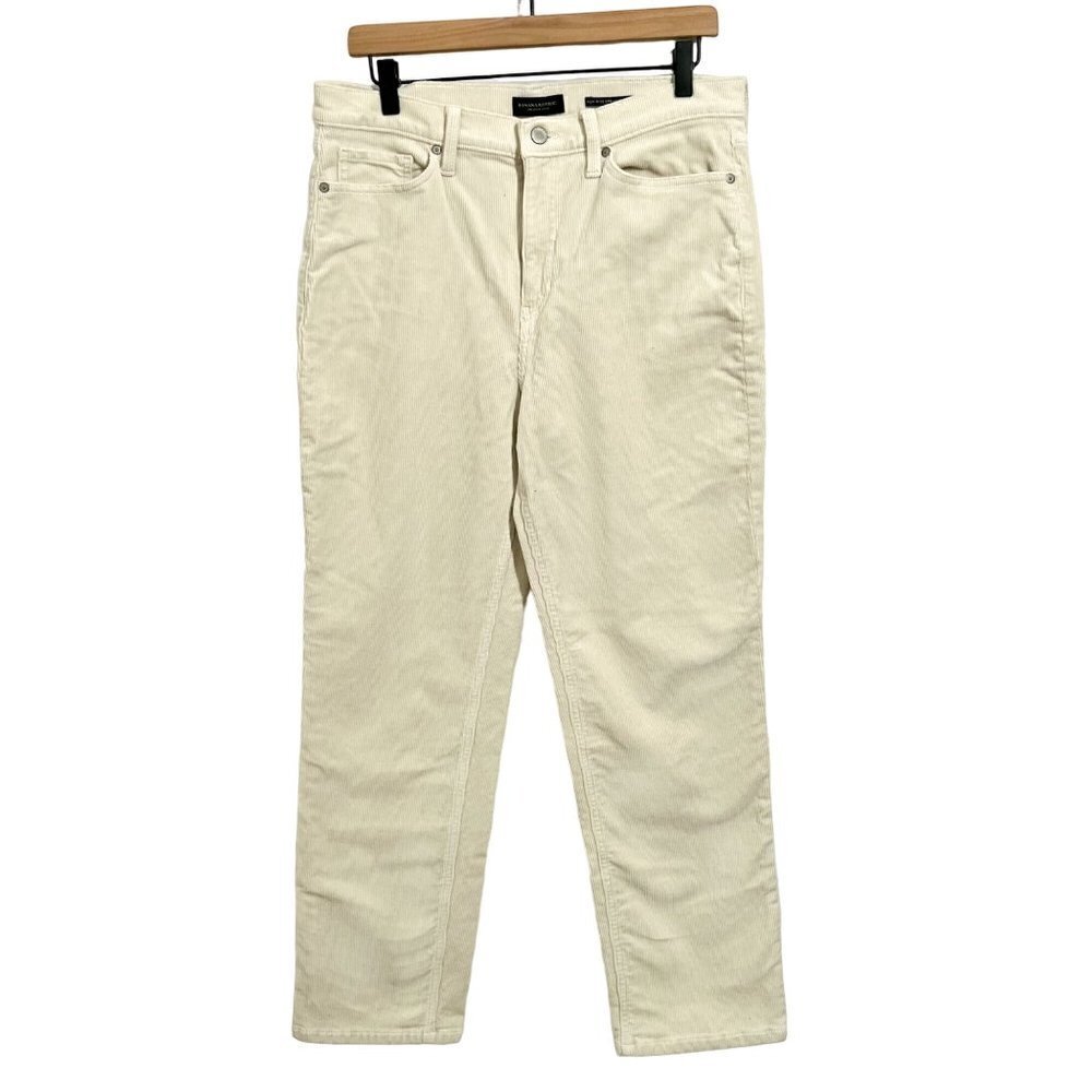 Banana Republic Womens Corduroy Pants Size 31L Cream High Rise Straight Jeans